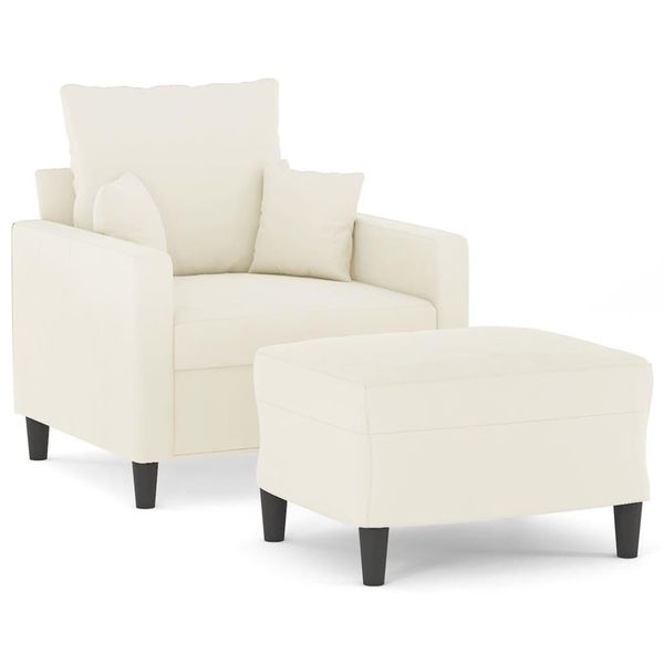 Syfax™ Poltrona Con Poggiapiedi Crema 60 Cm In Velluto-image