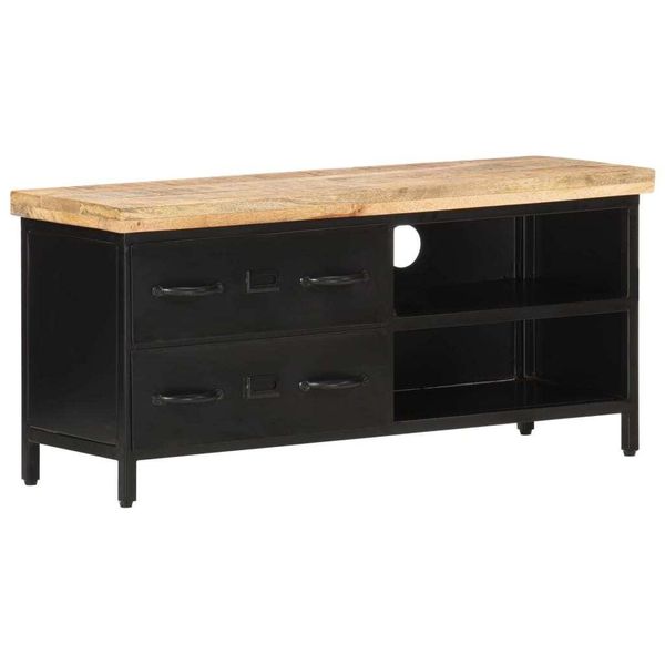 The Living Store Mobile Tv 90X30X41 Cm Legno Di Mango Grezzo-image