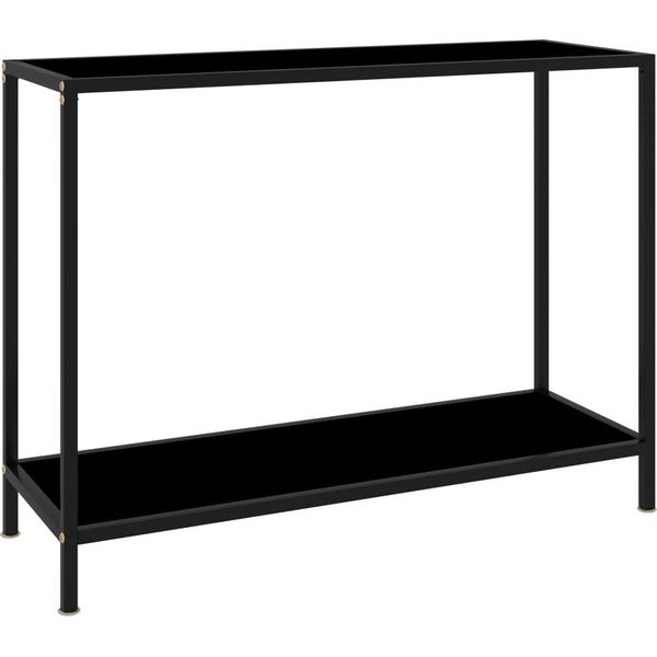 The Living Store Consolle Nera 100X35X75 Cm In Vetro Temperato-image