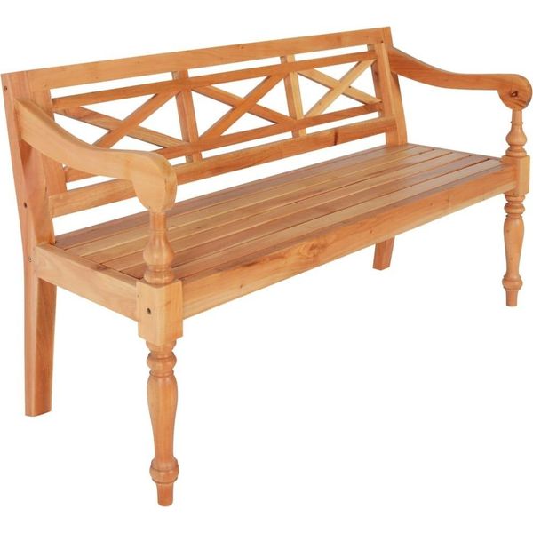 The Living Store Panca Batavia Marrone Chiaro 123 Cm In Legno Massiccio Di Mogano-image