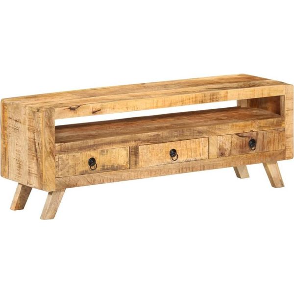 The Living Store Mobile Tv 110X30X40 Cm In Legno Massiccio Mango-image