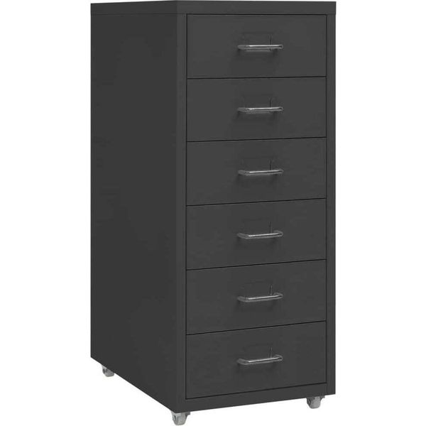 The Living Store Armadio Per Archiviazione Con Rotelle Antracite 28X41X69 Cm In Metallo-image