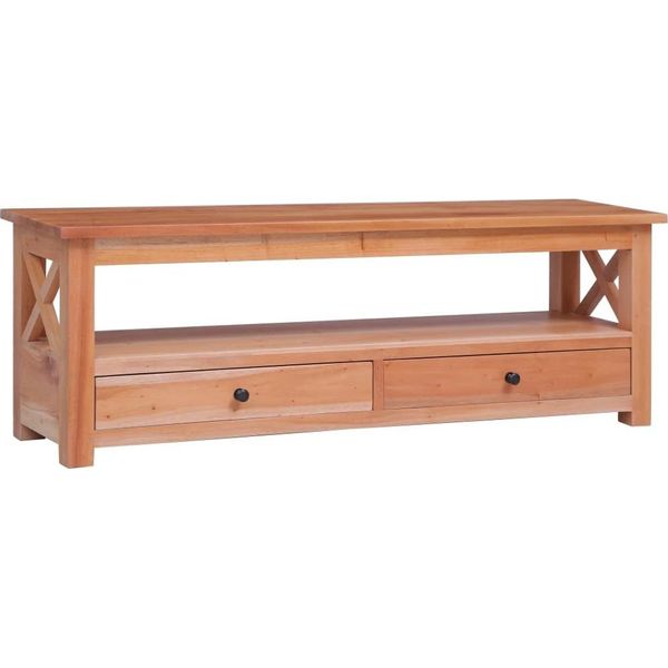 The Living Store Mobile Tv 115X30X40 Cm In Legno Massiccio Di Mogano-image