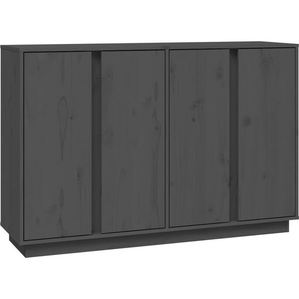 Syfax™ Credenza Grigia 120X35X80 Cm In Legno Massello Di Pino-image