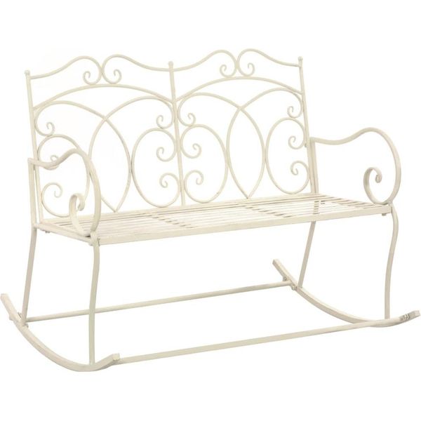 The Living Store Panchina Da Giardino 104 Cm In Ferro Bianco Antico-image