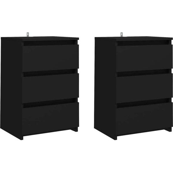 Syfax™ Comodini 2 Pz Neri 40X35X62,5 Cm In Legno Multistrato-image