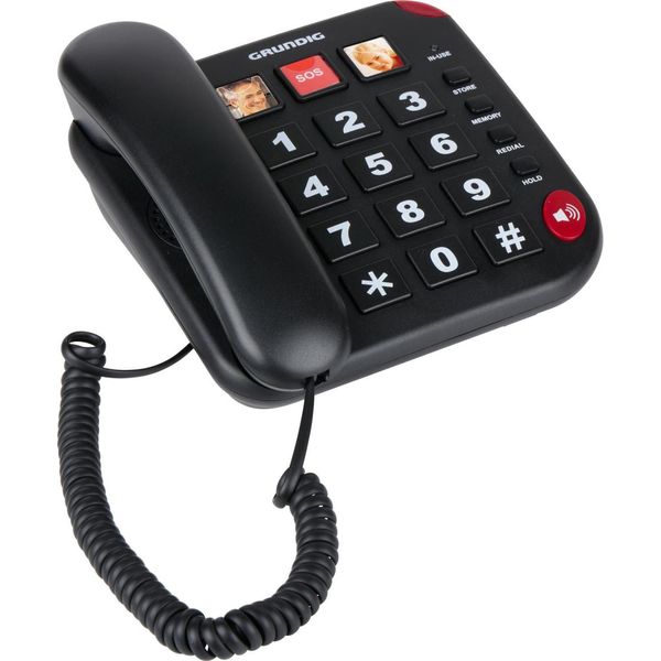 Telefono Fisso Grundig Per Anziani - Con Tasti Grandi, Tasto Di Chiamata D'emergenza E Tasti Fotografici - Squillo Forte - Telefono Con Collegamento Via Cavo - Adatto Ad Anziani E Ipovedenti-image