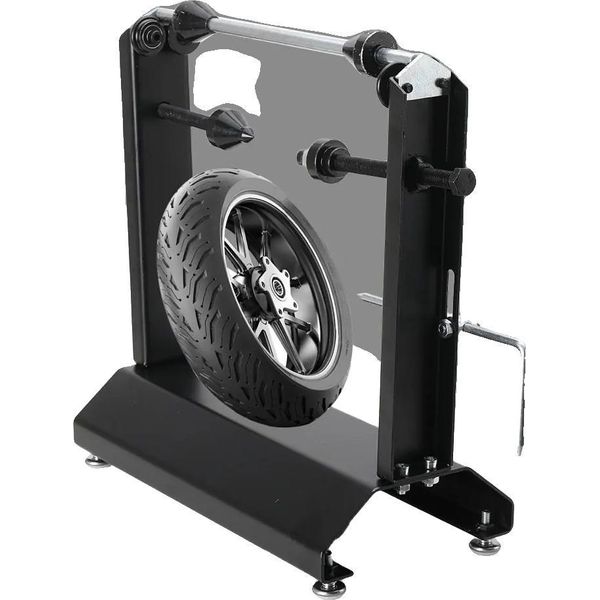 Bilanciatrice Per Ruote Di Motociclette, Robusto Acciaio Al Carbonio, Dimensioni: 40 Cm X 20 Cm X 43 Cm, Compatibile Con Ruote Fino A 55 Cm Di Diametro, Perni Di Centraggio Completamente Regolabili, Peso: 6,8 Kg-image