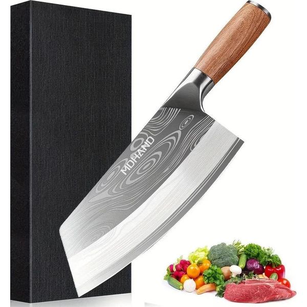 Coltello Da Carne, Lama In Acciaio Inossidabile, Manico Ergonomico In Legno, A-image