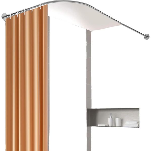 Asta Per Tenda Da Doccia, Acciaio Inox 201, Dimensioni Regolabili 72-95X90-130 Cm, Montaggio A Parete, Carico Massimo 8 Kg, Peso 1,35 Kg-image