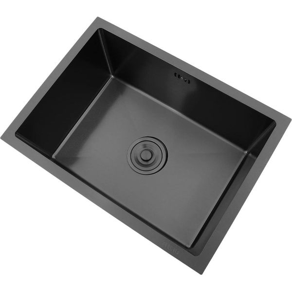 Lavello Da Cucina, Acciaio Inox 304, Installazione Da Incasso, Nero-image