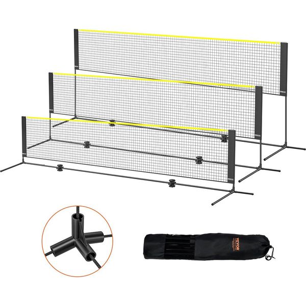 Rete Da Badminton, Rete Da Pallavolo Regolabile In Altezza, 420 X 155 X 103 Cm Rete Da Pickleball Pieghevole, Set Di Rete Da Tennis Portatile Con Pali, Supporto E Borsa Per Il Trasporto, In Giardino, All'interno E All'esterno-image