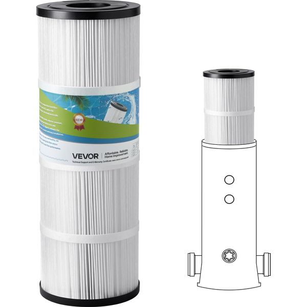 Cartuccia Filtrante Per Piscina Vevor, Filtro Di Ricambio Da 4,6 M², Compatibile Con Hayward C500, CX500-RE, Pleatco, Sicuro Per Bambini E Animali Domestici, Pieghettato A Tre Lobi, Facile Da Pulire, 508X178 Mm, 1 Pz.-image