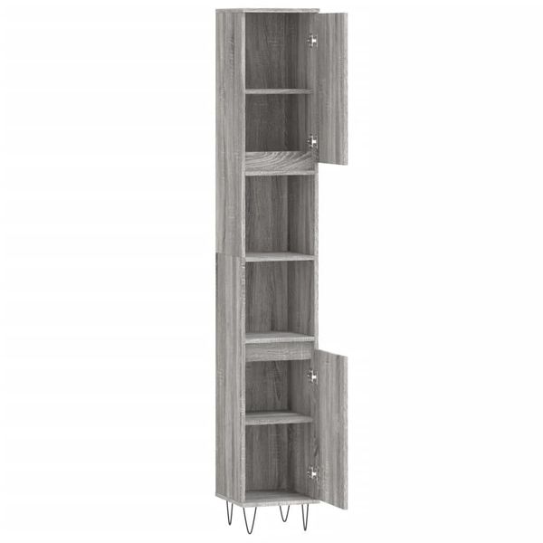 Syfax™ Armadietto Bagno Grigio Sonoma 30X30X190Cm In Legno Multistrato-image