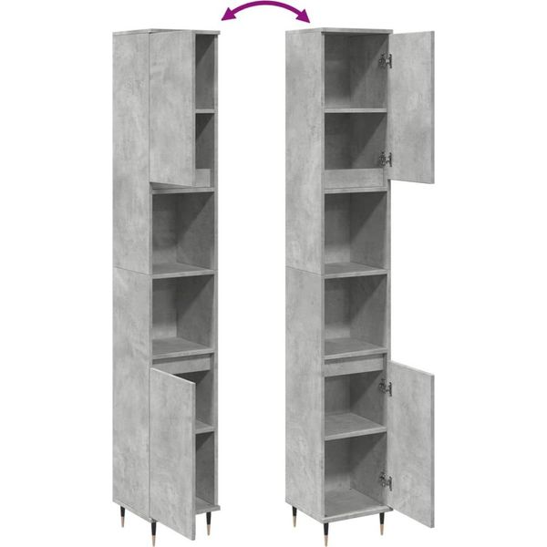 Syfax™ Armadietto Bagno Grigio Cemento 30X30X190 Cm Legno Multistrato-image