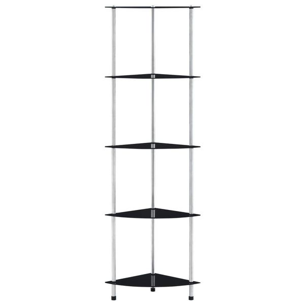 Syfax™ Scaffale A 5 Livelli Nero 30X30X130 Cm In Vetro Temperato-image