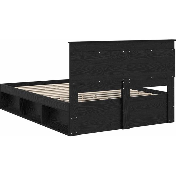 Syfax™ Struttura Del Letto Nero 140 X 190 Cm Pino Massello-image