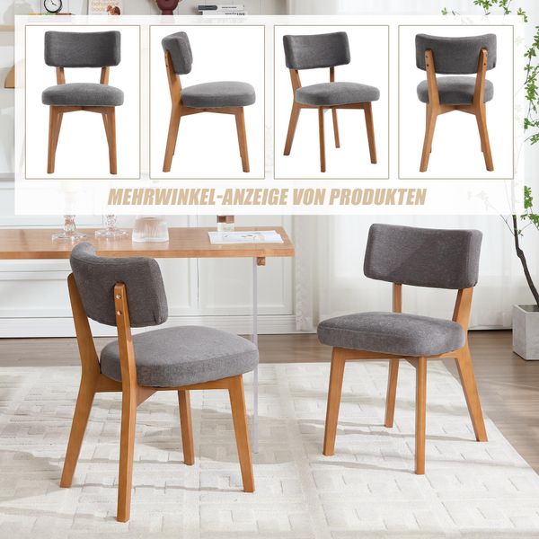 Sweiko Sedia Da Pranzo Moderna In Stile Metà Secolo, Set Di 2, Gambe In Legno Massiccio, Seduta Imbottita In Tessuto Per Cucina, Sala Da Pranzo O Ufficio-image