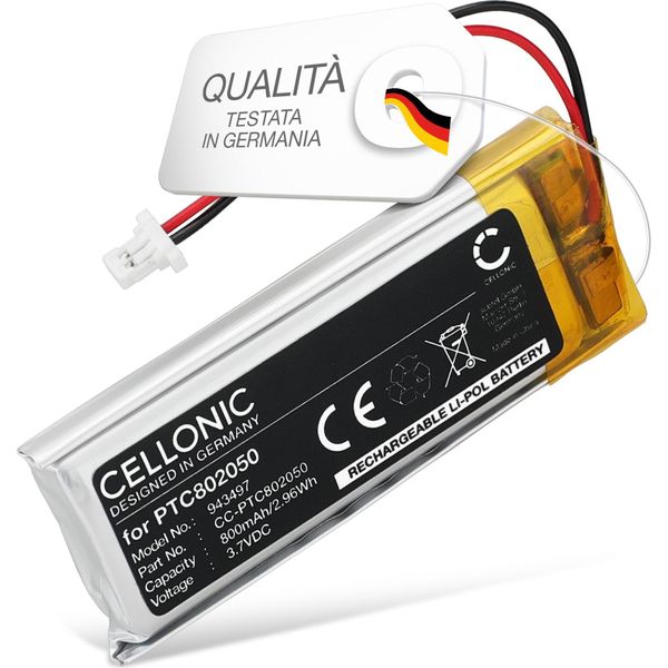 Cellonic, Batteria Per Cuffie (800Mah, 3.7V) Batteria Di Ricambio PTC802050 (2-PIN)-image