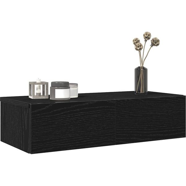 Maison Exclusive - Mensola Da Parete Con Cassetti Nero 60X26,5X15 Cm Materiale Ligneo-image