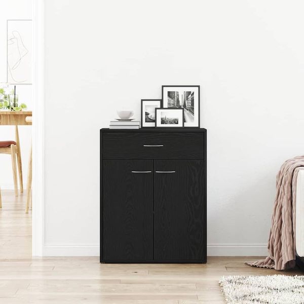 Maison Exclusive - Credenza Effetto Rovere Nero 60 X 30 X 75 Cm Materiale Ligneo-image
