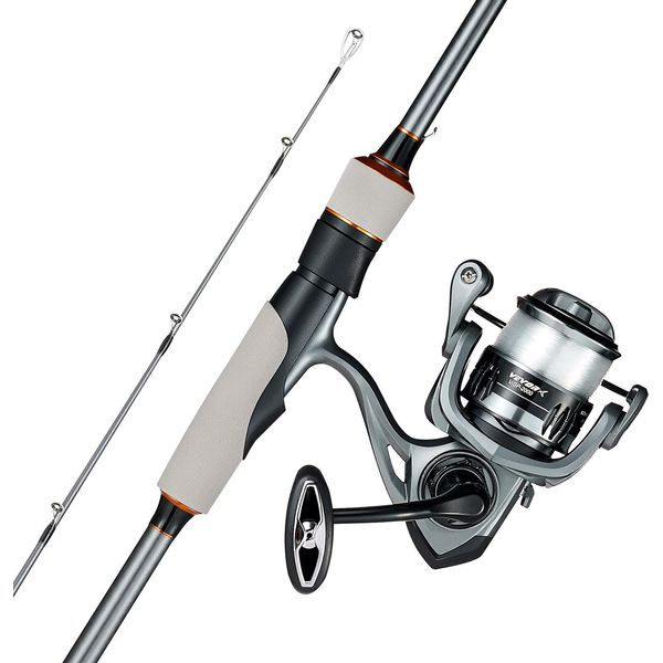 Set Canna Da Pesca E Mulinello Vevor, Canna In Fibra Di Vetro E Fibra Di Carbonio (IM6), Set Canna Da Pesca Per Spigole E Mulinello Da Spinning Con Canna In Due Pezzi Da 2 M E 6+1 Cuscinetti A Sfera, Per La Pesca In Acqua Salata E Dolce-image