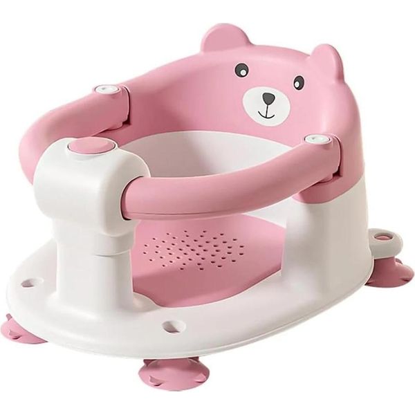 Seggiolino Da Bagno Per Neonati, Design Pieghevole, Base Antiscivolo, Rosa-image