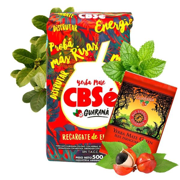 Tè Yerba Mate Cbsé Energia Guarana 500 G E Mate Green Mas Energia Guarana 50 G - Tè Mate Dall'argentina, Bevanda Detox Ed Energetica, Foglie Sfuse 550 G-image