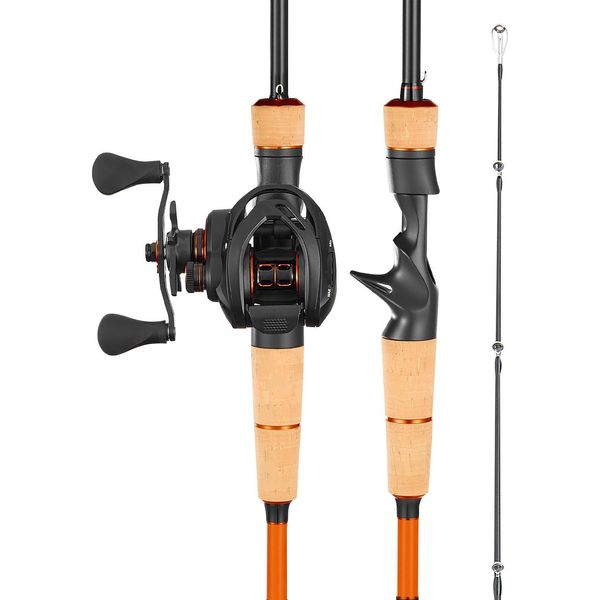 Vevor Set Canna Da Pesca E Mulinello (Baitcasting), Canna Da 2 M In Fibra Di Carbonio (IM7), Set Canne Da Pesca Per Spigole Con 6+1 Cuscinetti A Sfera E Rapporto Di Trasmissione 7,0:1 E Impugnatura In Sughero, Set Da Pesca Per Mancini-image