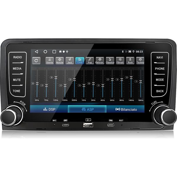 Autoradio Android 15 Da 7 Pollici 2+64 Gb Per Audi A3 2003-2012 Wireless Carplay Android Auto Wifi Gps Navi Rds Dsp Dab+ Bt-image