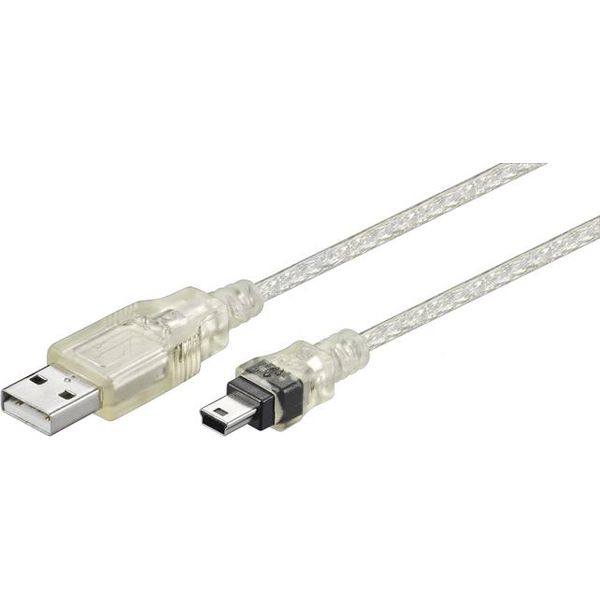 Goobay 93194 Cavo Usb 2.0 Hi-Speed, Trasparente, 1 M - Connettore Usb 2.0 (Tipo A) > Connettore Usb 2.0 Mini (Tipo B, 5 Pin)-image