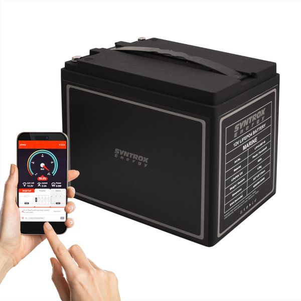 Batteria Al Litio Syntrox Energy 12V 40Ah Lifepo4 Con Bms E Display Bluetooth - Potente Batteria Per Camper, Barche E Sistemi Solari-image
