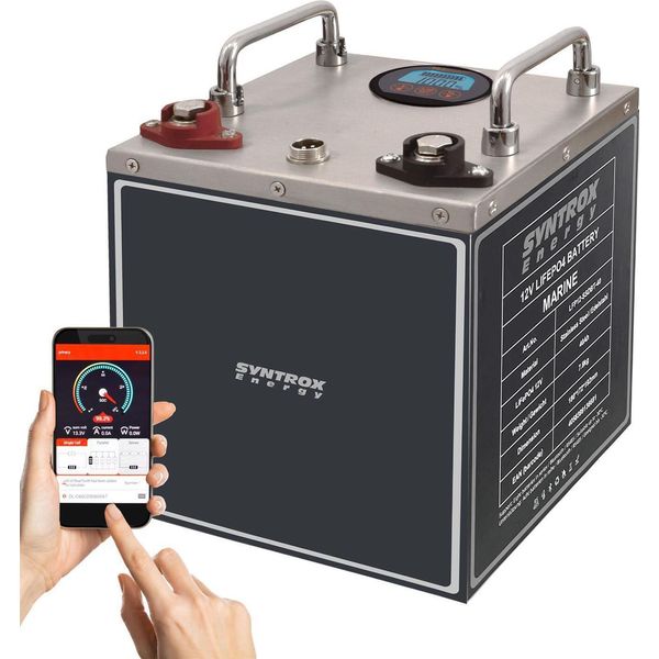 Batteria Syntrox Energy 12V 40Ah Lifepo4 Con Bluetooth E Protezione Antigelo - Batteria Al Litio Con Bms E Display Lcd-image