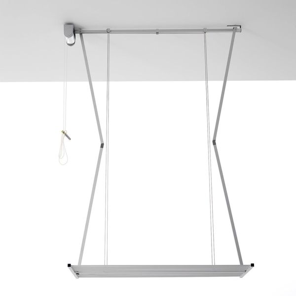 Stendibiancheria A Soffitto, Stendino Verticale Regolabile In Altezza, Per Interni Ed Esterni Foxydry Mini 152 Cm Grigio-image