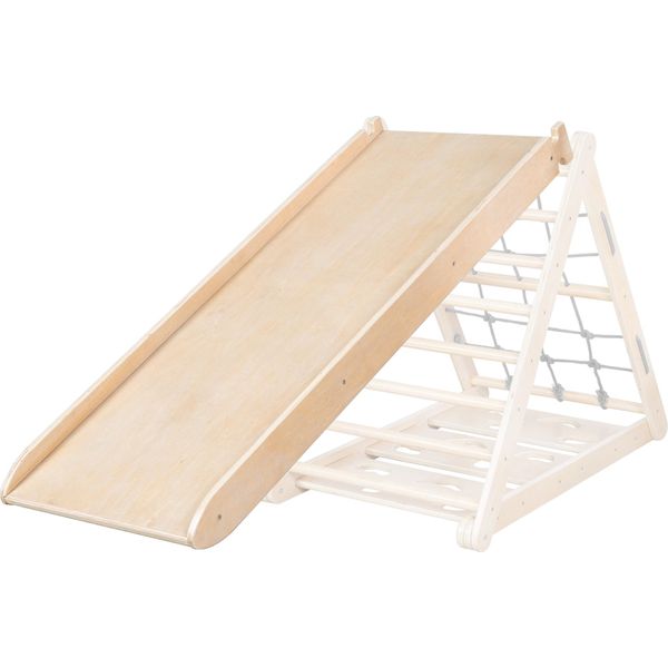 Roba Tavola Da Arrampicata E Scivolo 2 In 1, Ampliamento Per Triangolo Da Arrampicata Roba, Legno Naturale-image