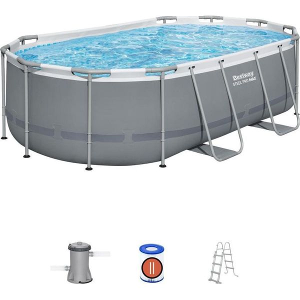 Bestway Set Da Piscina (Tubolare) - Steel Pro Max™ - 427 X 250 X 100 Cm - Ovale-image