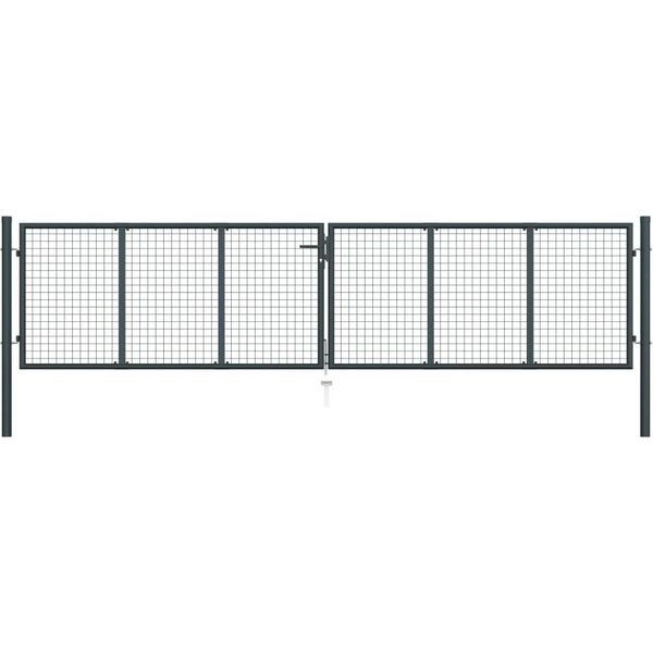 The Living Store Cancello Da Giardino In Rete Acciaio Zincato 400 X 125 Cm Grigio-image