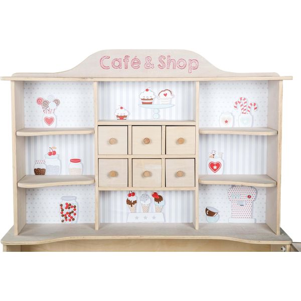 Negozio Di Roba, 'Café & Shop', Legno Naturale, 6 Cassetti, Bancone Laterale E Bancone Con Stampa,-image