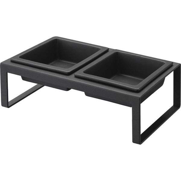 Ciotola Per Cibo Yamazaki Ciotola Per Acqua Per Cani Gatti Ciotola Per Cibo Doppia Ciotola Metallo Ceramica Nero 04745-image
