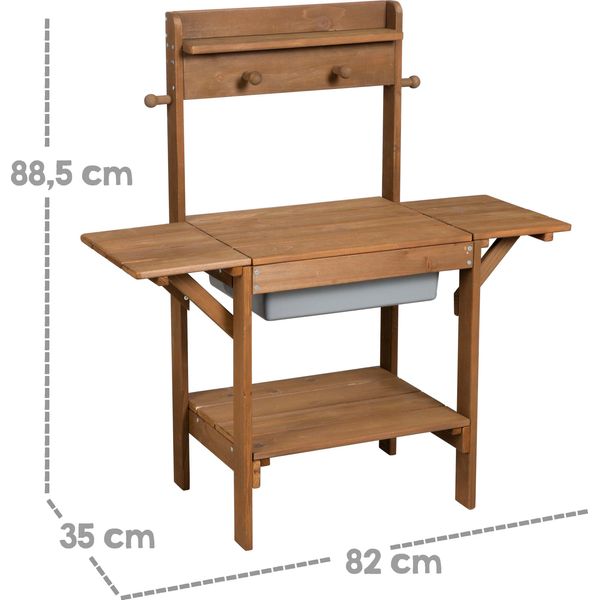 Roba Cucina Da Giardino Midi, Cucina Da Giardino Per Bambini Per Giocare Con Acqua E Sabbia, Resistente Alle Intemperie, Legno Massello, Teak-image