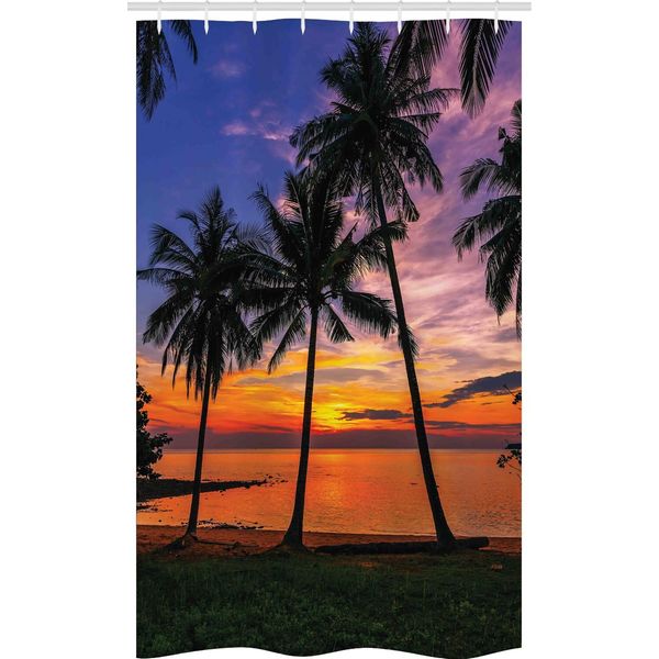Abakuhaus Tenda Da Doccia Tropicale Stretta, Palme Esotiche, Set Decorativo Per Bagno In Tessuto Con Ganci, 120 X 180 Cm, Multicolore-image