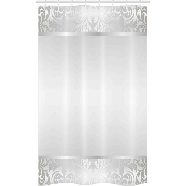 Abakuhaus Tenda Da Doccia Grigia Stretta, Decorazioni Rococò, Set Decorativo Per Bagno In Tessuto Con Ganci, 120 X 180 Cm, Grigio Chiaro E Grigio-image