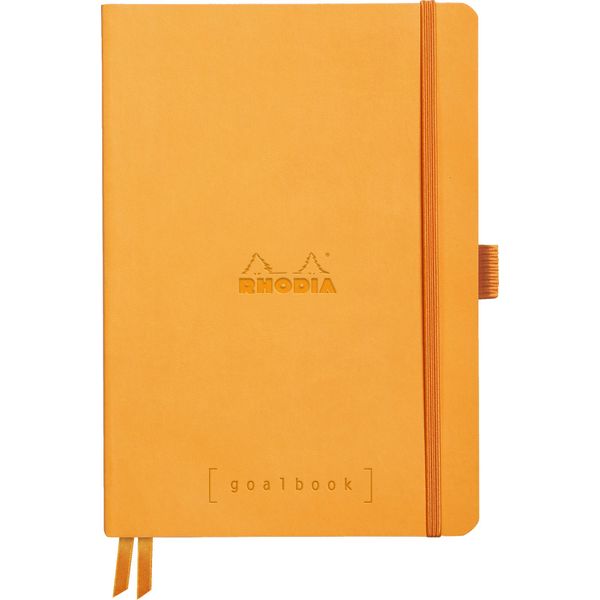 Rhodia 117755C Taccuino Goalbook (Din A5, 14,8 X 21 Cm, A Punti, Pratico E Di Tendenza, Con Copertina Morbida, 90G, Carta Color Avorio, 120 Fogli, Elastico, Segnalibro) 1 Pezzo, Arancione-image