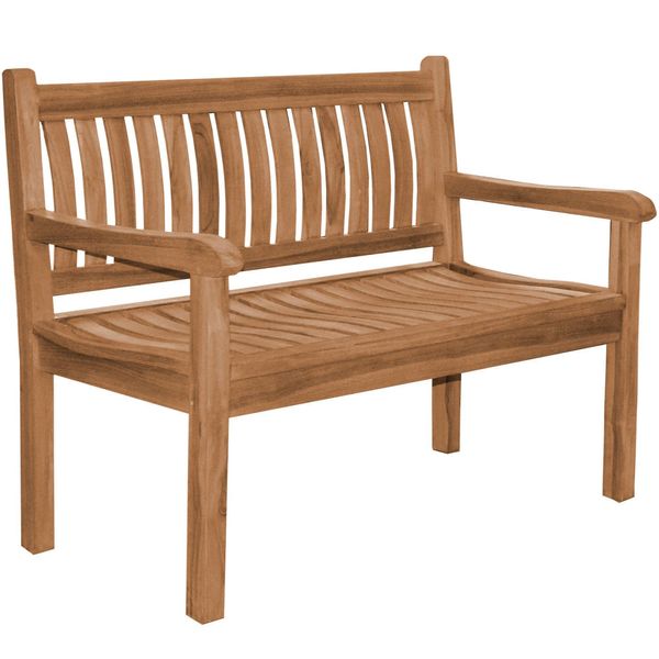 Panca Da Giardino In Teak Teako Design Arezzo - Panca In Legno Massiccio Resistente Alle Intemperie Con Braccioli Da 120/150/180 Cm (Extra Forte, 180 Cm, Blu)-image