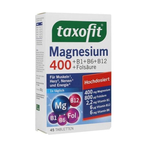Taxofit Magnesio 400 + B1 + B6 + B12 + Acido Folico, 45 Compresse-image