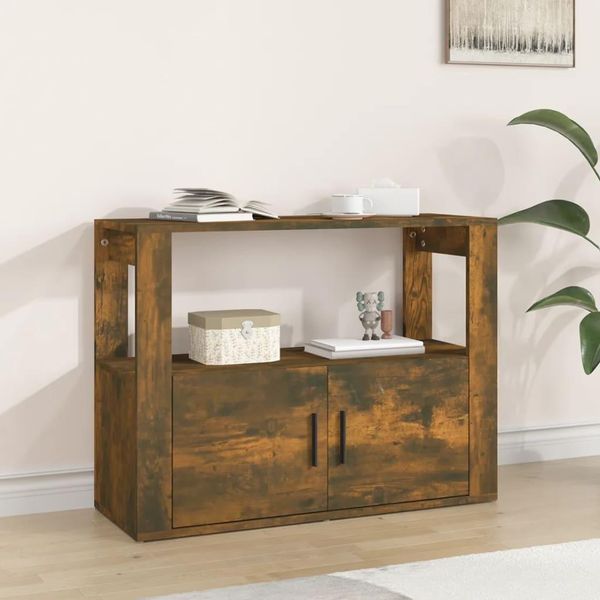 The Living Store Credenza Rovere Fumé 80X30X60 Cm Materiale Legno-image