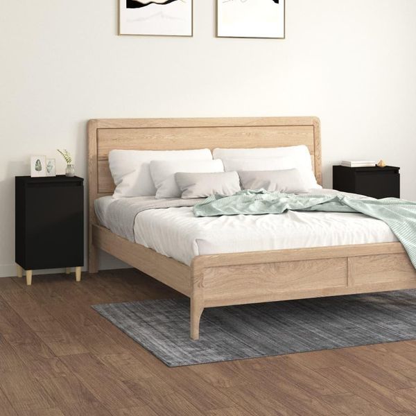 Vidaxl Comodini 2 Pezzi Neri 40X35X70 Cm In Legno - Comodino - Comodini - Armadio - Mobile Da Letto-image