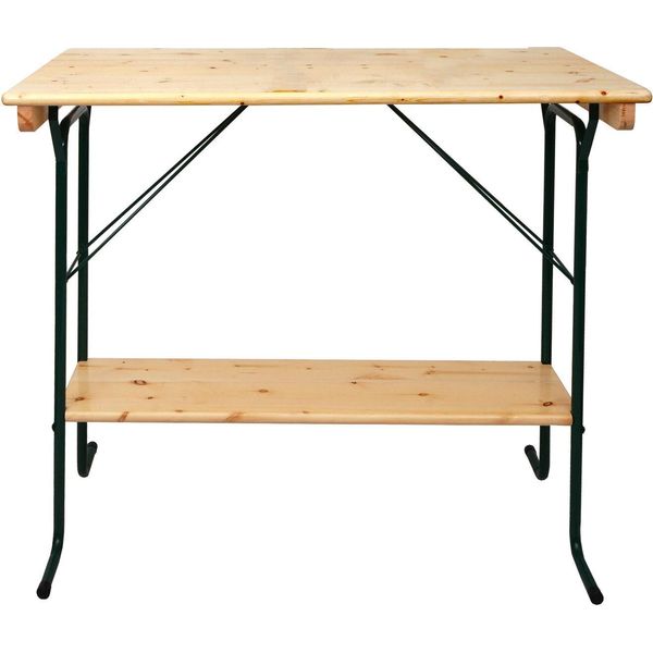 Tavolo Da Bar HWC-L67, Tavolo Da Giardino Tavolo Da Birra Tavolo Da Tenda Da Birra Tavolo Da Campeggio, Pieghevole In Metallo Legno Di Pino 110X125X70Cm Mvg-image
