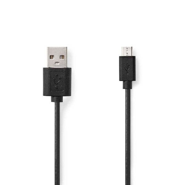 Cavo Usb | Usb 2.0 | USB-A Maschio | Usb Micro-B Maschio | 7,5 W | 480 Mbps | Nichelato | 1,00 M | Rotondo | Pvc | Nero | Etichetta-image