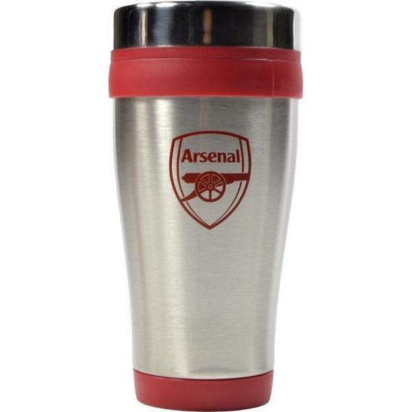 Arsenal Fc - Tazza Senza Manico "Executive"", Metallizzata, Da Viaggio BS3765 (Taglia Unica) (Argento/Rosso)"-image